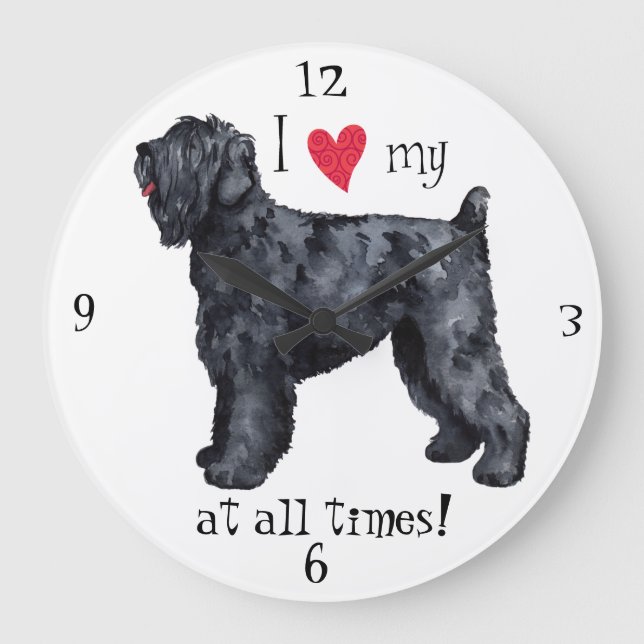 Relógio Grande Eu amo meu russo preto Terrier (Frente)