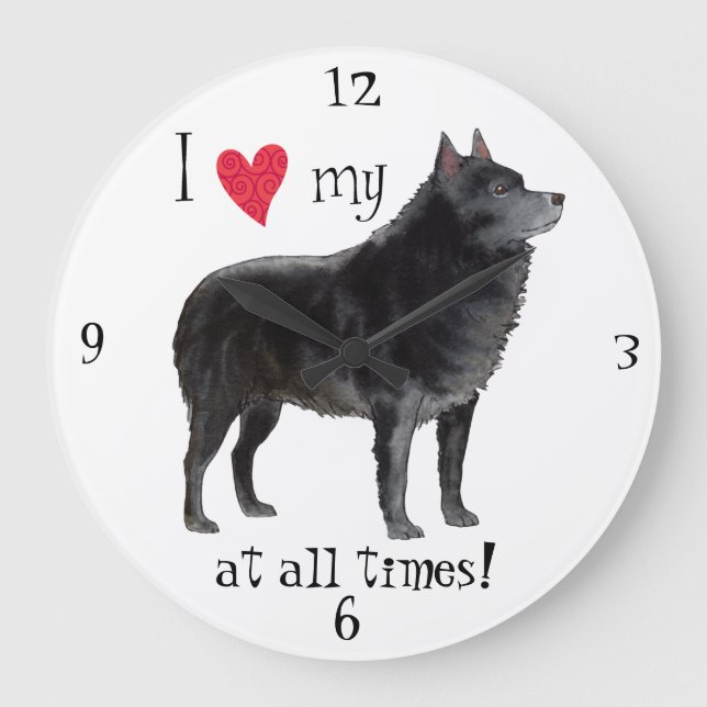 Relógio Grande Eu amo meu Schipperke (Frente)