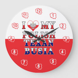 Relógio Grande Eu Amo Meu Texan Polonês Busia