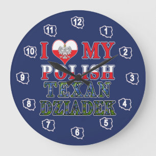 Relógio Grande Eu Amo Meu Texan Polonês Dziadek