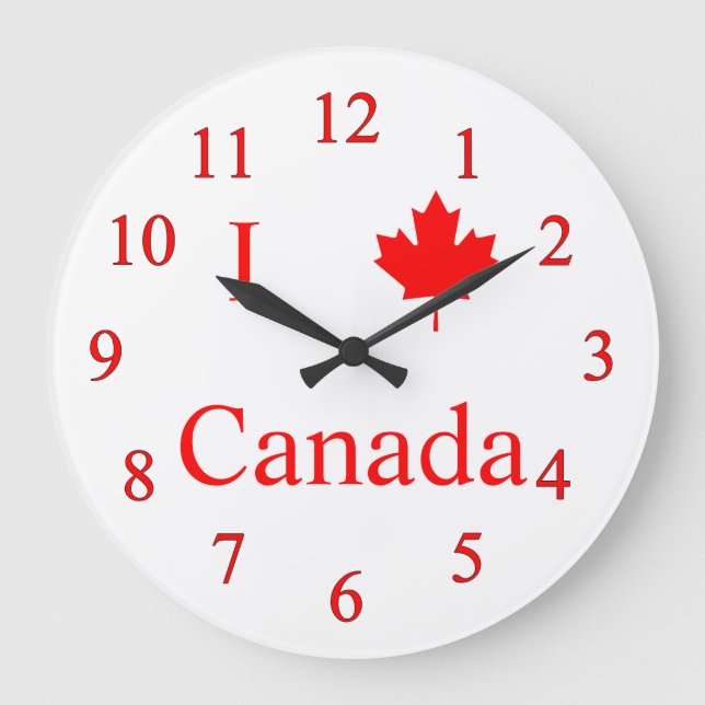 Relógio Grande Eu amo o Canadá (Frente)