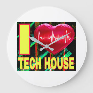 RELÓGIO GRANDE EU AMO TECH HOUSE FONTES VERMELHAS CORAÇÃO AMARELO