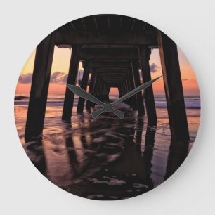 Relógio Grande EUA, Geórgia, ilha de Tybee, pier na ilha de Tybe