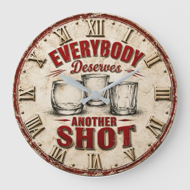 Relógio Grande Everybody Deserves Another Shot Funny Bar Quote (Frente)