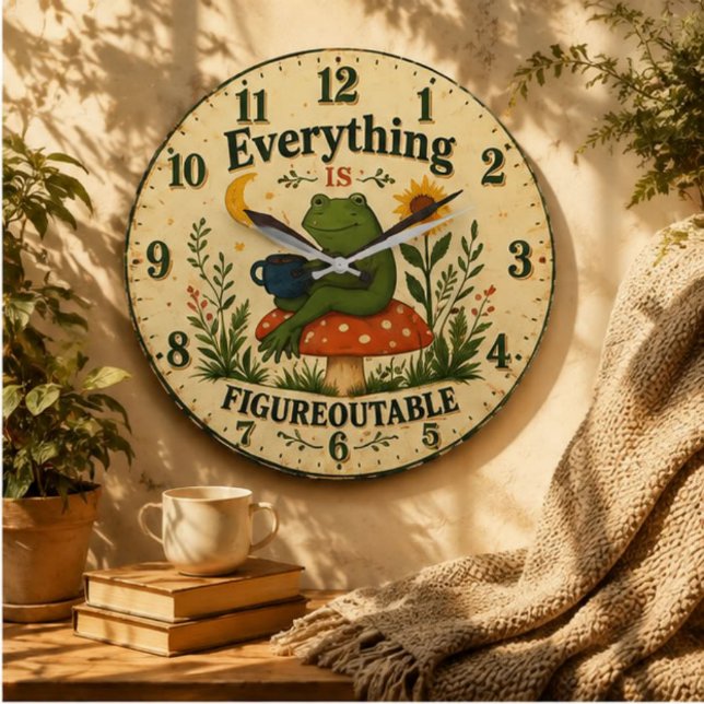 Relógio Grande Everything Is Figureoutable Frog (Criador carregado)