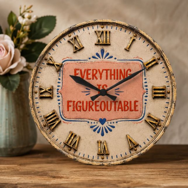 Relógio Grande Everything Is Figureoutable Positive Motivation  (Criador carregado)