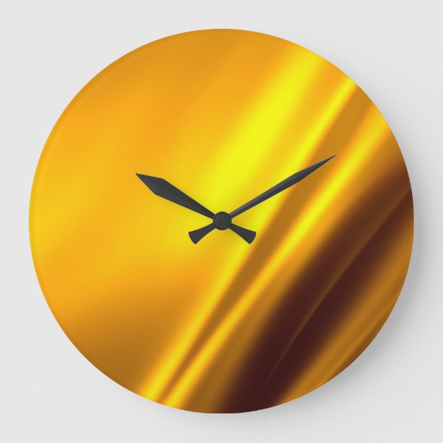 Relógio Grande Exame de Textura de Satin Faux Dourada Elegante (Frente)