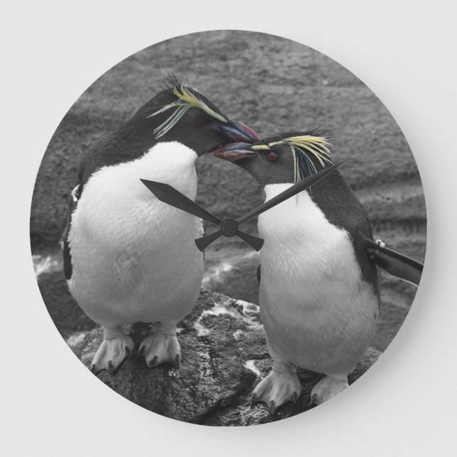 Relógio Grande Explosão de Cor de Pinguim (Frente)