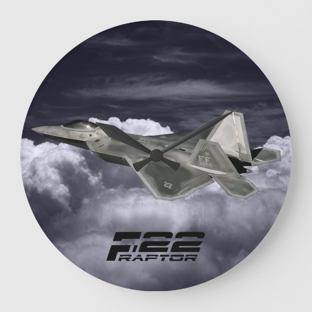 Relógio Grande F-22 RAPTOR Round (Large) Wall Clock (Frente)
