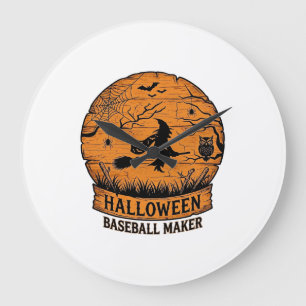 Relógio Grande Fabricante de Basebol de Halloween Bruxa Voadora L