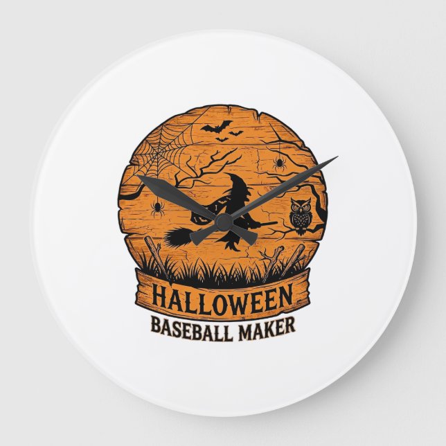 Relógio Grande Fabricante de Basebol de Halloween Bruxa Voadora L (Frente)