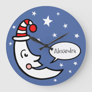 Relógio Grande Face da Lua Personalizada e Estrelas ao Redor