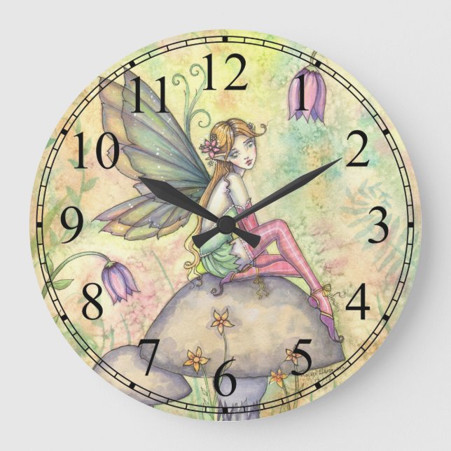 Relógio Grande Fada Fácil Fantasia Art Wall Clock (Frente)