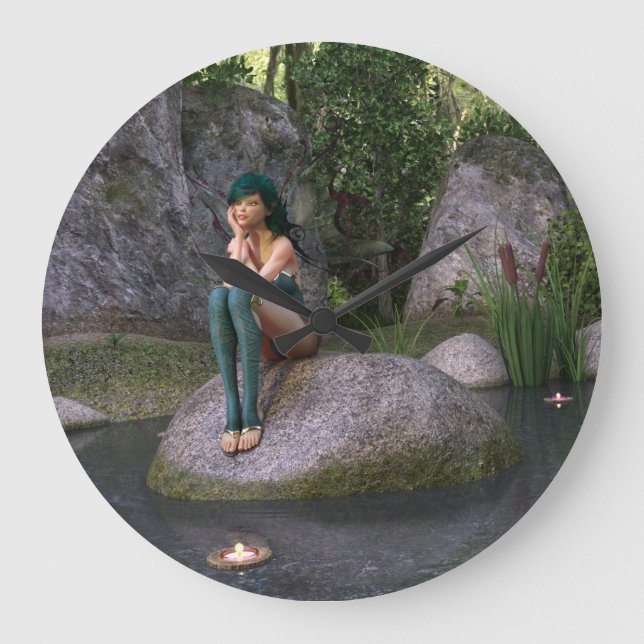 Relógio Grande Fada no lago encantado (Frente)