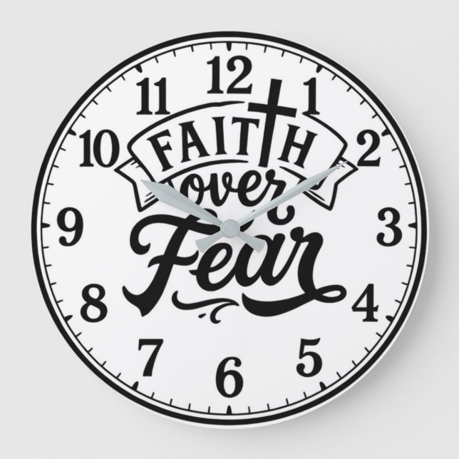 Relógio Grande Faith over fear Christian motivational encourageme (Frente)