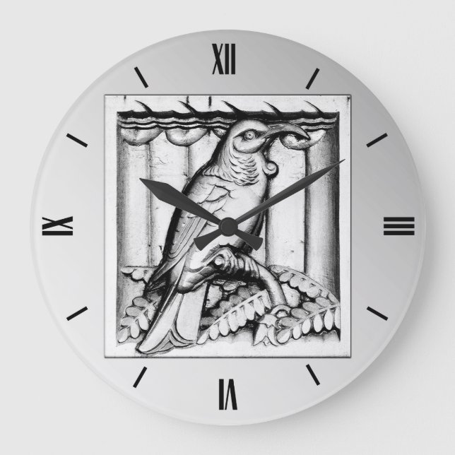 Relógio Grande Falcão de pedra cinzelado art deco - prata (Frente)