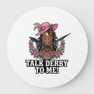 Relógio Grande Fale Derby Comigo Design Vintage Cavalo Rosa Derby