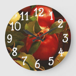 Relógio Grande Fall Autumn Apple Design Kitchen Wall Clock
