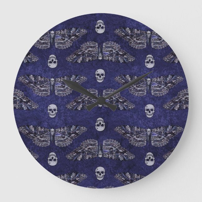 Relógio Grande Falln Deathshead Moth and Skulls (Frente)