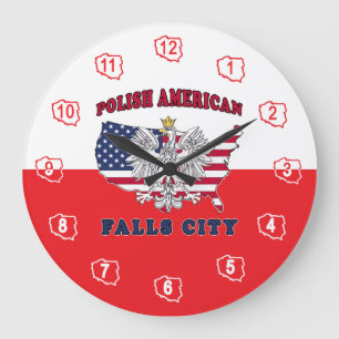 Relógio Grande Falls City Texas Polonês Americano