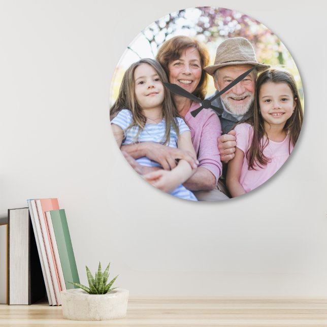 Relógio Grande Family Memories Personalized Grandparent Photo (Family Memories Personalized Grandparent Photo Large Clock)