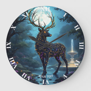 Relógio Grande Fantasia Cerveja Lua Deer Noite