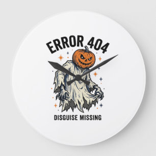 Relógio Grande Fantasia de Abóbora Fantasma Erro 404 de Halloween