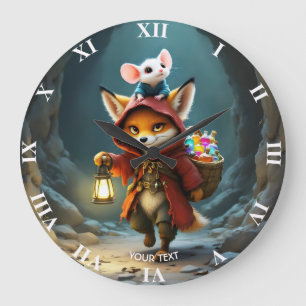 Relógio Grande Fantasia de Bebê Raposa Mouse Fofa