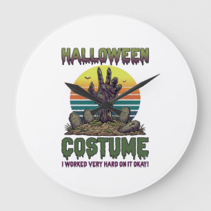 Relógio Grande Fantasia de Halloween Mão de Zumbi Lápides do Cemi