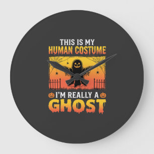 Relógio Grande Fantasia Humana de Halloween Fantasma Vintage