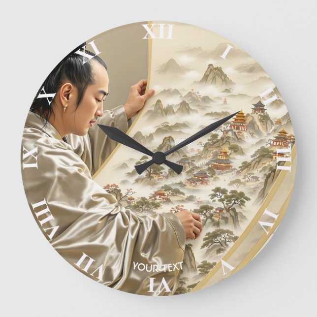 Relógio Grande Fantasia Paisagem Pintor Japonês Fofo (Frente)