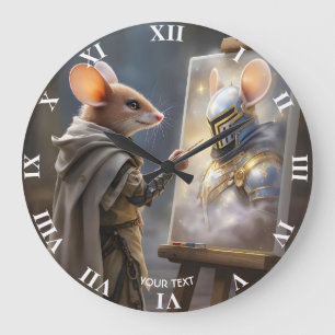 Relógio Grande Fantasia Rato Fofo Pintura Mouse