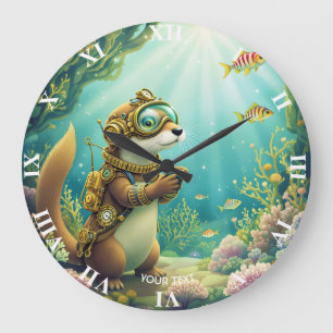 Relógio Grande Fantasia Terno de Otter Steampunk Fofo