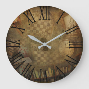 Relógio Grande Fantasia Vintage Alice no País das Maravilhas Escr