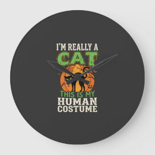 Relógio Grande Fantasias de Gato Humano para Halloween Design Div