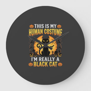Relógio Grande Fantasias de Halloween Gato Preto Cemitério