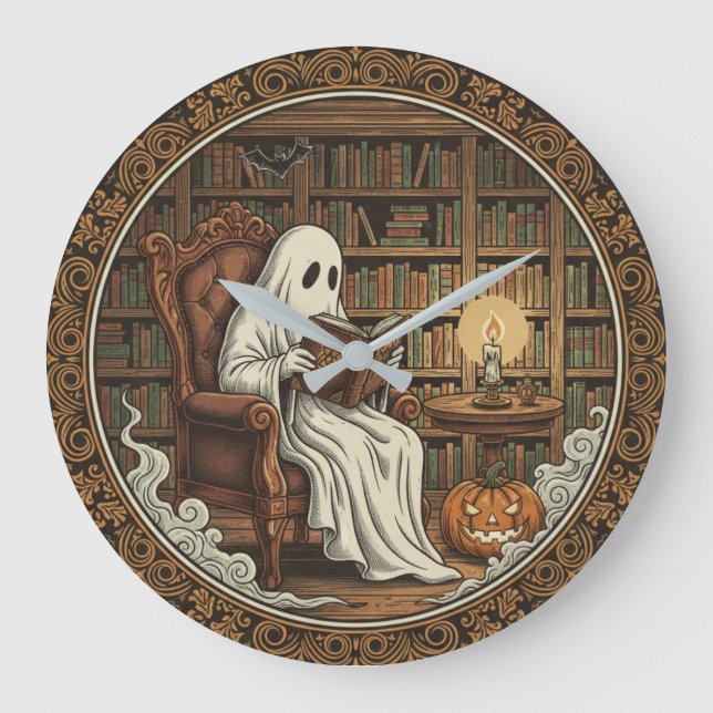 Relógio Grande Fantasma Em Uma Biblioteca (Frente)
