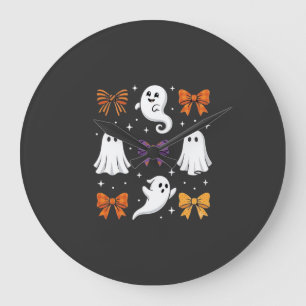 Relógio Grande Fantasma Fofo com Laços Design de Halloween_1