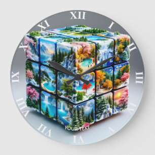 Relógio Grande Fantasy Cubo Bonito Muitas Paisagens