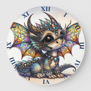 Relógio Grande Fantasy Cute Dragon StainGlass
