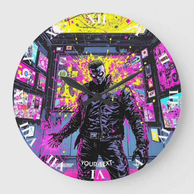 Relógio Grande Fantasy Cute Glitch In Gallery (Frente)