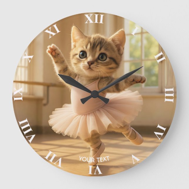 Relógio Grande Fantasy Cute Kitten Small Ballerina (Frente)