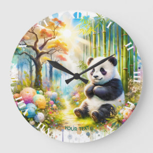 Relógio Grande Fantasy Cute Panda Bamboo Forest
