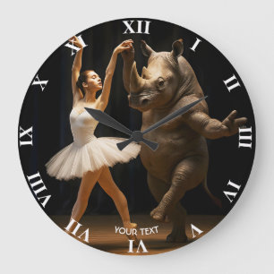 Relógio Grande Fantasy Cute Rhino Dancer Ballerina