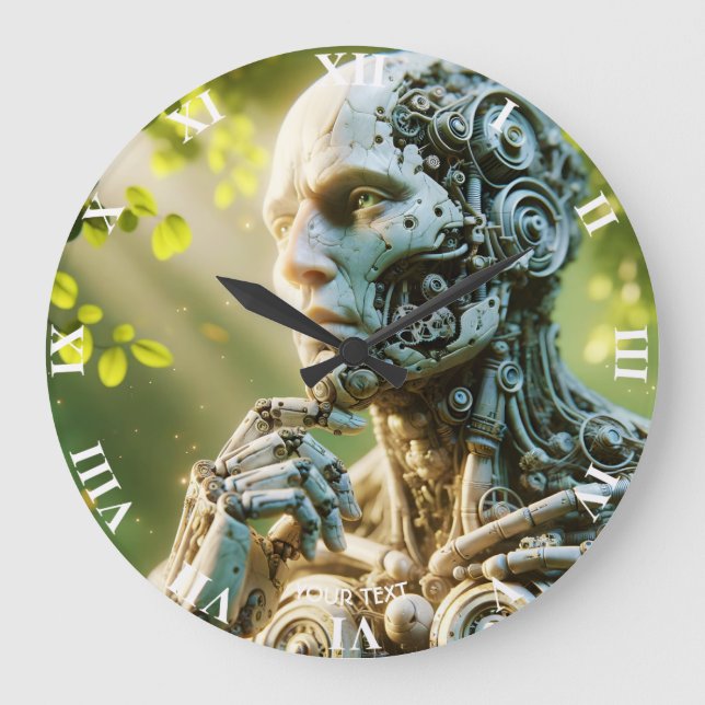 Relógio Grande Fantasy Cute Robot Face Sculpture (Frente)