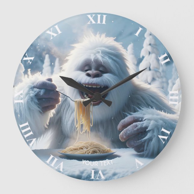 Relógio Grande Fantasy Cute Spaghetti Yeti Neve (Frente)