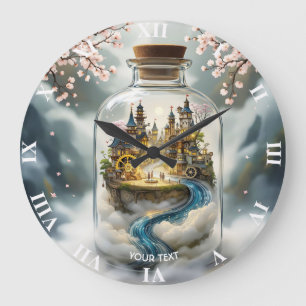 Relógio Grande Fantasy Cute Steampunk Bottle City