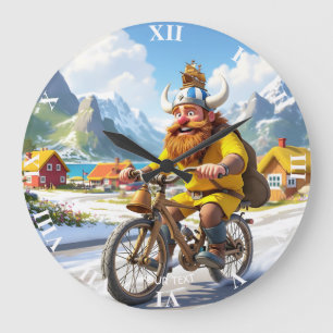 Relógio Grande Fantasy Cute Viking Village Bike