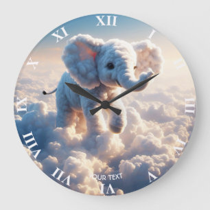 Relógio Grande Fantasy Cute Vivid Cloud Elephant Sky
