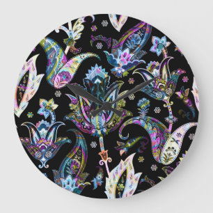 Relógio Grande Fantasy Floral Paisley: Ornament Sem Semente